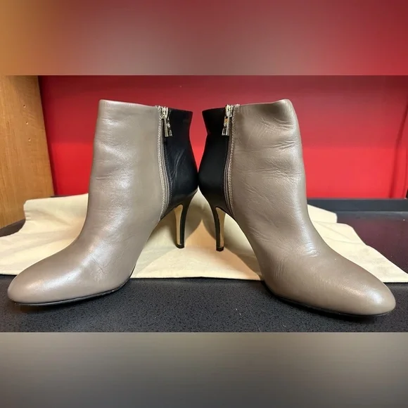 Ann Taylor Ankle Booties Black & Taupe Leather 3.5” Stiletto Heels Women’s Sz 9M - Picture 2 of 13